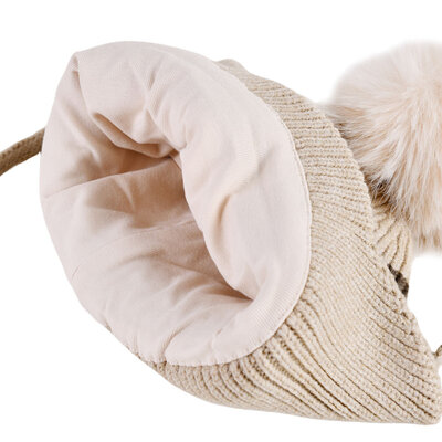 Decopatent Decopatent LITTLE CAT - Muts Kind - Kinder muts met pompon - 6 Maanden  t/m 6 jaar - Maat 48/52 - Kindermutsen Jongens & Meisjes - Gebreide Muts met Binnenvoering - Muts Baby / Peuter / Kleuter - Wintermuts - Kleur: Grijs met gekleurde Strepen