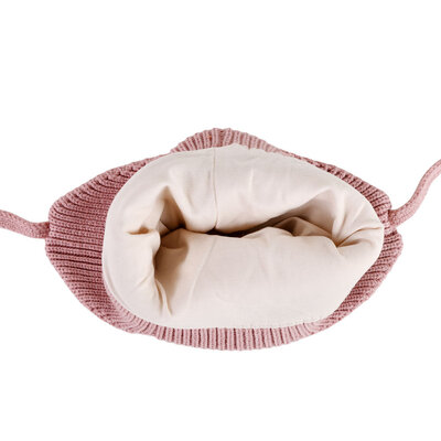 Decopatent Decopatent LITTLE CAT - Muts Kind - Kinder muts met pompon - 6 Maanden  t/m 6 jaar - Maat 48/52 - Kindermutsen Jongens & Meisjes - Gebreide Muts met Binnenvoering - Muts Baby / Peuter / Kleuter - Wintermuts - Kleur: Roze met gekleurde Strepen