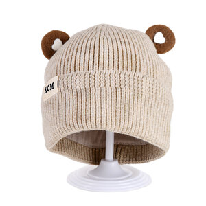 Decopatent Decopatent XCM - Muts Kind - Kinder muts met Oren - Teddy Bear - 6 Maanden t/m 6 jaar - Maat 48/52 - Kindermutsen Jongens & Meisjes - Gebreide Muts met Binnenvoering - Muts Baby / Peuter / Kleuter - Wintermuts - Kleur: Beige