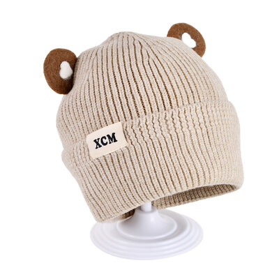 Decopatent Decopatent XCM - Muts Kind - Kinder muts met Oren - Teddy Bear - 6 Maanden t/m 6 jaar - Maat 48/52 - Kindermutsen Jongens & Meisjes - Gebreide Muts met Binnenvoering - Muts Baby / Peuter / Kleuter - Wintermuts - Kleur: Beige