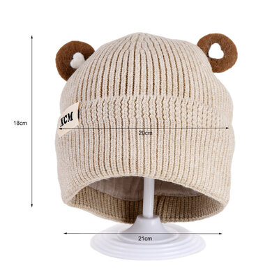 Decopatent Decopatent XCM - Muts Kind - Kinder muts met Oren - Teddy Bear - 6 Maanden t/m 6 jaar - Maat 48/52 - Kindermutsen Jongens & Meisjes - Gebreide Muts met Binnenvoering - Muts Baby / Peuter / Kleuter - Wintermuts - Kleur: Beige