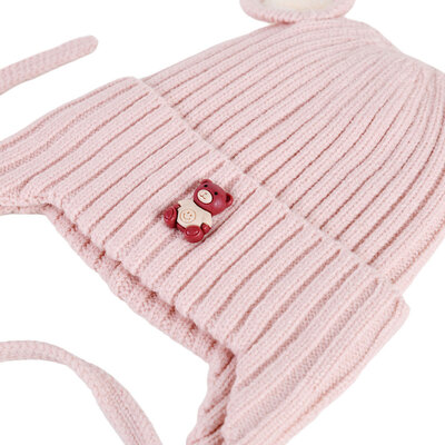 Decopatent Decopatent - Muts Kind - Kinder muts met Beren Oren - Teddy Bear - 6 Maanden t/m 6 jaar - Maat 48/52 - Kindermutsen Jongens & Meisjes - Gebreide Muts met Binnenvoering - Muts Baby / Peuter / Kleuter - Wintermuts - Kleur: Roze