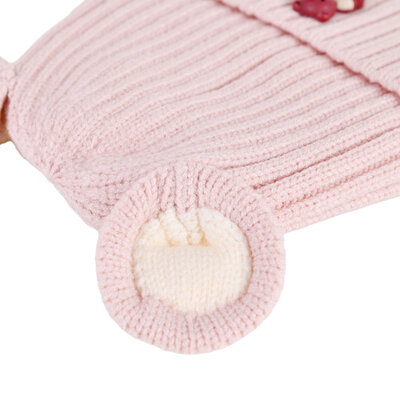 Decopatent Decopatent - Muts Kind - Kinder muts met Beren Oren - Teddy Bear - 6 Maanden t/m 6 jaar - Maat 48/52 - Kindermutsen Jongens & Meisjes - Gebreide Muts met Binnenvoering - Muts Baby / Peuter / Kleuter - Wintermuts - Kleur: Roze