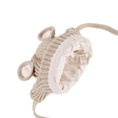 Decopatent Decopatent - Muts Kind - Kinder muts met Beren Oren - Teddy Bear - 6 Maanden t/m 6 jaar - Maat 48/52 - Kindermutsen Jongens & Meisjes - Gebreide Muts met Binnenvoering - Muts Baby / Peuter / Kleuter - Wintermuts - Kleur: Beige