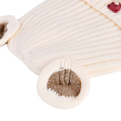Decopatent Decopatent - Muts Kind - Kinder muts met Beren Oren - Teddy Bear - 6 Maanden t/m 6 jaar - Maat 48/52 - Kindermutsen Jongens & Meisjes - Gebreide Muts met Binnenvoering - Muts Baby / Peuter / Kleuter - Wintermuts - Kleur: Wit