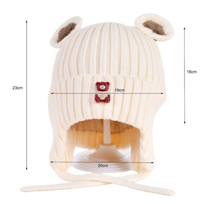 Decopatent Decopatent - Muts Kind - Kinder muts met Beren Oren - Teddy Bear - 6 Maanden t/m 6 jaar - Maat 48/52 - Kindermutsen Jongens & Meisjes - Gebreide Muts met Binnenvoering - Muts Baby / Peuter / Kleuter - Wintermuts - Kleur: Wit