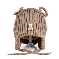 Decopatent Decopatent - Muts Kind - Kinder muts met Beren Oren - Teddy Bear - 6 Maanden t/m 6 jaar - Maat 48/52 - Kindermutsen Jongens & Meisjes - Gebreide Muts met Binnenvoering - Muts Baby / Peuter / Kleuter - Wintermuts - Kleur: Bruin