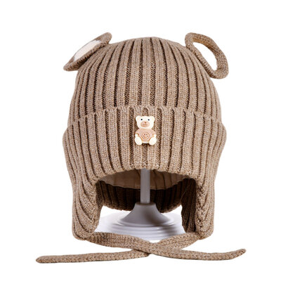 Decopatent Decopatent - Muts Kind - Kinder muts met Beren Oren - Teddy Bear - 6 Maanden t/m 6 jaar - Maat 48/52 - Kindermutsen Jongens & Meisjes - Gebreide Muts met Binnenvoering - Muts Baby / Peuter / Kleuter - Wintermuts - Kleur: Bruin