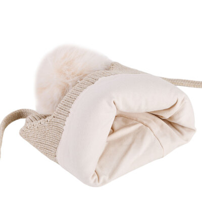 Decopatent Decopatent - Muts Kind - Kinder muts met pompon - 6 Maanden  t/m 6 jaar - Maat 48/52 - Kindermutsen Jongens & Meisjes - Gebreide Muts met Binnenvoering - Muts Baby / Peuter / Kleuter - Wintermuts - Kleur: Beige