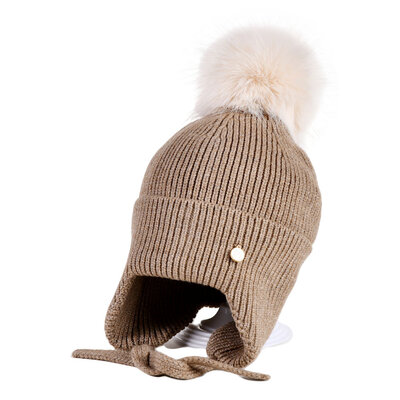 Decopatent Decopatent - Muts Kind - Kinder muts met pompon - 6 Maanden  t/m 6 jaar - Maat 48/52 - Kindermutsen Jongens & Meisjes - Gebreide Muts met Binnenvoering - Muts Baby / Peuter / Kleuter - Wintermuts - Kleur: Bruin