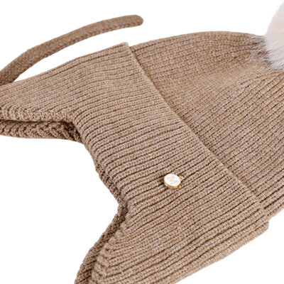 Decopatent Decopatent - Muts Kind - Kinder muts met pompon - 6 Maanden  t/m 6 jaar - Maat 48/52 - Kindermutsen Jongens & Meisjes - Gebreide Muts met Binnenvoering - Muts Baby / Peuter / Kleuter - Wintermuts - Kleur: Bruin