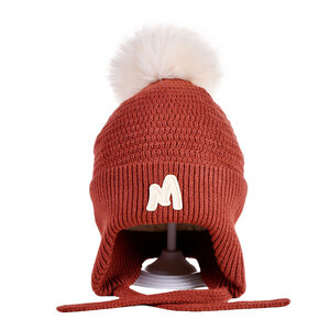 Decopatent Decopatent - Muts Kind - Kinder muts met pompon - M Embleem - 6 Maanden  t/m 6 jaar - Maat 48/52 - Kindermutsen Jongens & Meisjes - Gebreide Muts met Binnenvoering - Muts Baby / Peuter / Kleuter - Wintermuts - Kleur: Rood