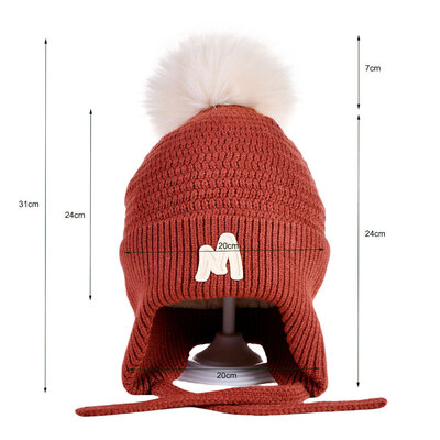 Decopatent Decopatent - Muts Kind - Kinder muts met pompon - M Embleem - 6 Maanden  t/m 6 jaar - Maat 48/52 - Kindermutsen Jongens & Meisjes - Gebreide Muts met Binnenvoering - Muts Baby / Peuter / Kleuter - Wintermuts - Kleur: Rood