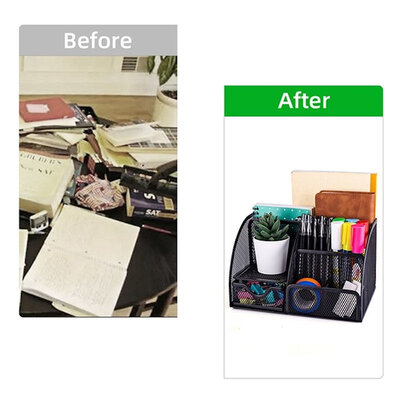 Decopatent Decopatent - Pennenbak 6 vakken en Schuiflade - Pennenhouder - Desk - Bureau organizer - Mesh - Metaal - Pennenbakjes - Zwart