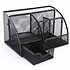Decopatent Decopatent - Pennenbak 6 vakken en Schuiflade - Pennenhouder - Desk - Bureau organizer - Mesh - Metaal - Pennenbakjes - Zwart