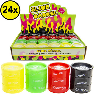 Decopatent 24 STUKS Gekleurd Mini Slijm in olie vat - Slime Barrel - Slijm Putty - Uitdeelcadeaus - Traktatie Uitdeelcadeautjes voor kinderen - Grabbelton - School - Kinderfeestje - Speelgoed Trakteren - Grabbelton Traktaties Cadeautjes
