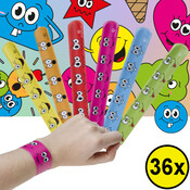 Decopatent  36 STUKS Smiley Klaparmbandjes - Uitdeelcadeaus - Klap Armbanden Vrolijke Gezichten - Traktatie Uitdeelcadeautjes voor kinderen - Grabbelton - School - Kinderfeestje - Klein Speelgoed Trakteren - Grabbelton Traktaties Cadeautjes