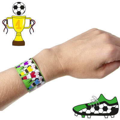 Decopatent 36 STUKS Voetballers Klaparmbandjes - Uitdeelcadeaus - Klap Armbanden - Traktatie Uitdeelcadeautjes voor kinderen - Grabbelton - School - Kinderfeestje - Klein Speelgoed Trakteren - Grabbelton Traktaties Cadeautjes