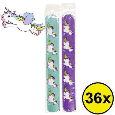 Decopatent 36 STUKS Unicorn Eenhoorn Klaparmbandjes - Uitdeelcadeaus - Klap Armbanden - Traktatie Uitdeelcadeautjes voor kinderen - Grabbelton - School - Kinderfeestje - Klein Speelgoed Trakteren - Grabbelton Traktaties Cadeautjes