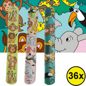 Decopatent 36 STUKS Jungle Dieren Klaparmbandjes - Uitdeelcadeaus - Klap Armbanden - Traktatie Uitdeelcadeautjes voor kinderen - Grabbelton - School - Kinderfeestje - Klein Speelgoed Trakteren - Grabbelton Traktaties Cadeautjes
