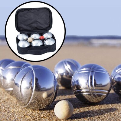 Decopatent Jeu de Boules SET - 6 ballen Diameter: 7.2 Cm - Metaal - Petanque - Jeu de Boules SET in Draagtas - Inclusief Afstandmeter - Jeu de boules set volwassenen