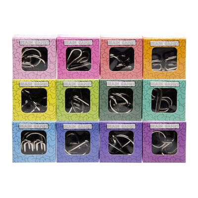 Decopatent 24 STUKS Metalen IQ Puzzels - Geduldspel - Uitdeelcadeaus - Traktatie Uitdeelcadeautjes voor kinderen - Grabbelton - School - Kinderfeestje - Klein Speelgoed Trakteren - Grabbelton Traktaties Cadeautjes