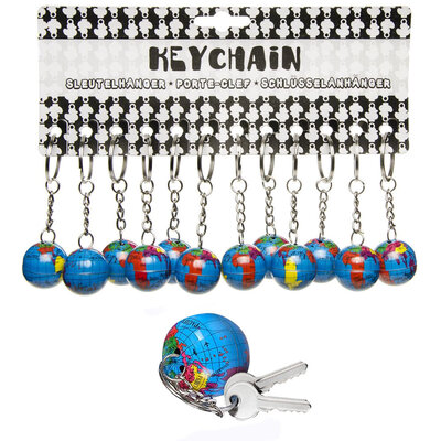 Decopatent 48 STUKS Wereldbol Sleutelhangers - Uitdeelcadeaus - Traktatie Uitdeelcadeautjes voor kinderen - Grabbelton - School - Kinderfeestje - Klein Speelgoed Trakteren - Grabbelton Traktaties Cadeautjes