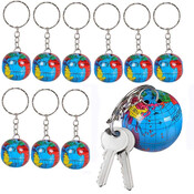 Decopatent 48 STUKS Wereldbol Sleutelhangers - Uitdeelcadeaus - Traktatie Uitdeelcadeautjes voor kinderen - Grabbelton - School - Kinderfeestje - Klein Speelgoed Trakteren - Grabbelton Traktaties Cadeautjes