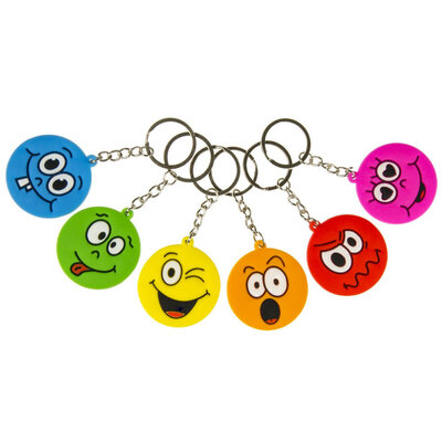Decopatent 48 STUKS Vrolijke Gezichten Smiley Sleutelhangers - Uitdeelcadeaus - Traktatie Uitdeelcadeautjes voor kinderen - Grabbelton - School - Kinderfeestje - Klein Speelgoed Trakteren - Grabbelton Traktaties Cadeautjes