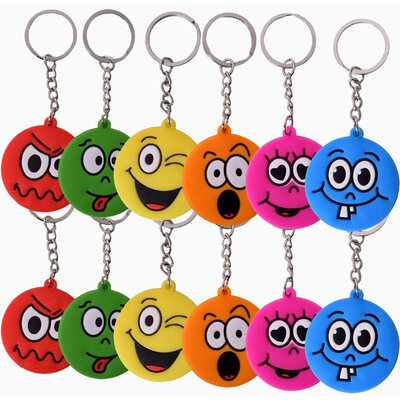Decopatent 48 STUKS Vrolijke Gezichten Smiley Sleutelhangers - Uitdeelcadeaus - Traktatie Uitdeelcadeautjes voor kinderen - Grabbelton - School - Kinderfeestje - Klein Speelgoed Trakteren - Grabbelton Traktaties Cadeautjes