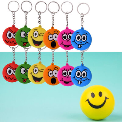 Decopatent 48 STUKS Vrolijke Gezichten Smiley Sleutelhangers - Uitdeelcadeaus - Traktatie Uitdeelcadeautjes voor kinderen - Grabbelton - School - Kinderfeestje - Klein Speelgoed Trakteren - Grabbelton Traktaties Cadeautjes