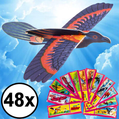 Decopatent 48 STUKS Foam Vogels Vliegtuigen - Fighter Gliders - Uitdeelcadeaus - Traktatie Uitdeelcadeautjes voor kinderen - Grabbelton - School - Kinderfeestje - Klein Speelgoed Trakteren - Grabbelton Traktaties Cadeautjes