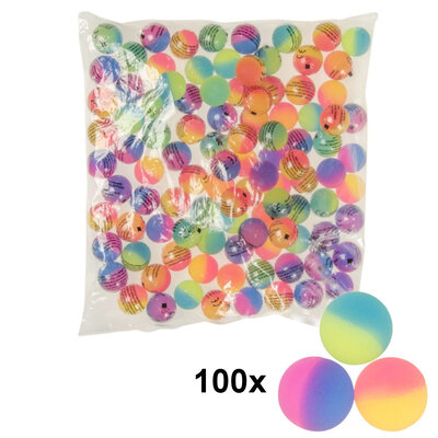 Decopatent 100 STUKS Frosted Stuiterballen 2.7 Cm - Uitdeelcadeaus - Traktatie Uitdeelcadeautjes voor kinderen - Grabbelton - School - Kinderfeestje - Klein Speelgoed Trakteren - Grabbelton Traktaties Cadeautjes