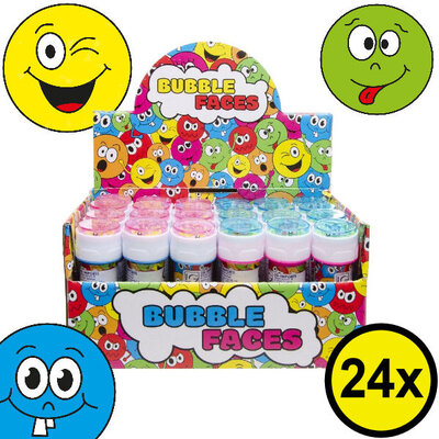 Decopatent 24 STUKS Vrolijke Smiley Bellenblaas - Uitdeelcadeaus - Belleblaas - Traktatie Uitdeelcadeautjes voor kinderen - Grabbelton - School - Kinderfeestje - Klein Speelgoed Trakteren - Grabbelton Traktaties Cadeautjes