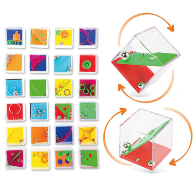 Decopatent 24 STUKS Geduldspelletjes Kubus - Uitdeelcadeaus - Traktatie Uitdeelcadeautjes voor kinderen - Grabbelton - School - Kinderfeestje - Klein Speelgoed Trakteren - Grabbelton Traktaties Cadeautjes