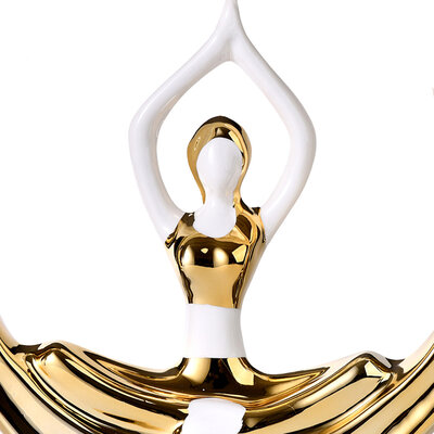 Decopatent Decopatent - Yoga Beeld Vrouw - Sculptuur Yoga dame - Woman Woondecoratie - Yoga meditatie houding - Decoratie beeld Rond - Afm. 26x8.8.x27 Cm - Kleur: Goud