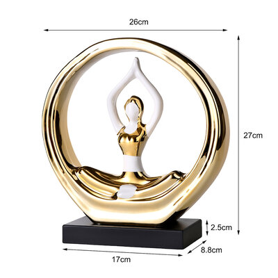 Decopatent Decopatent - Yoga Beeld Vrouw - Sculptuur Yoga dame - Woman Woondecoratie - Yoga meditatie houding - Decoratie beeld Rond - Afm. 26x8.8.x27 Cm - Kleur: Goud