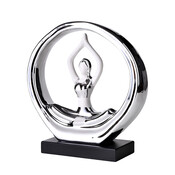 Decopatent Decopatent - Yoga Beeld Vrouw - Sculptuur Yoga dame - Woman Woondecoratie - Yoga meditatie houding - Decoratie beeld Rond - Afm. 26x8.8.x27 Cm - Kleur: Zilver