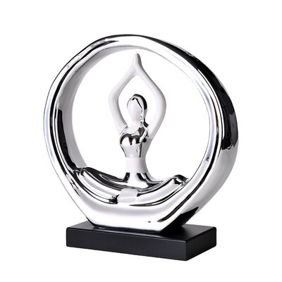 Decopatent Decopatent - Yoga Beeld Vrouw - Sculptuur Yoga dame - Woman Woondecoratie - Yoga meditatie houding - Decoratie beeld Rond - Afm. 26x8.8.x27 Cm - Kleur: Zilver