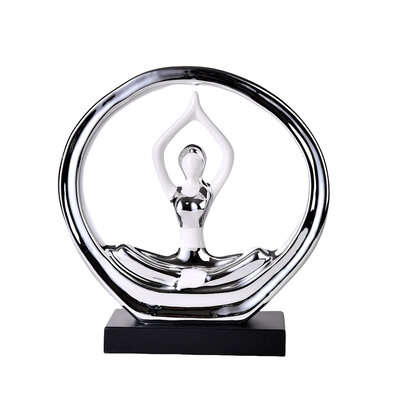 Decopatent Decopatent - Yoga Beeld Vrouw - Sculptuur Yoga dame - Woman Woondecoratie - Yoga meditatie houding - Decoratie beeld Rond - Afm. 26x8.8.x27 Cm - Kleur: Zilver