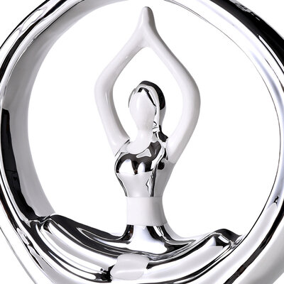 Decopatent Decopatent - Yoga Beeld Vrouw - Sculptuur Yoga dame - Woman Woondecoratie - Yoga meditatie houding - Decoratie beeld Rond - Afm. 26x8.8.x27 Cm - Kleur: Zilver