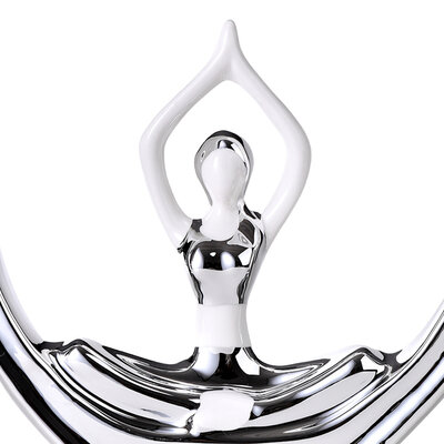 Decopatent Decopatent - Yoga Beeld Vrouw - Sculptuur Yoga dame - Woman Woondecoratie - Yoga meditatie houding - Decoratie beeld Rond - Afm. 26x8.8.x27 Cm - Kleur: Zilver