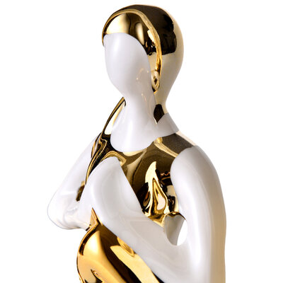 Decopatent Decopatent - Yoga Beeld Vrouw - Sculptuur Yoga dame - Woman Woondecoratie - Yoga meditatie houding - Rond Decoratie beeld - Afm. 24.5x8.8.x27 Cm - Kleur: Goud