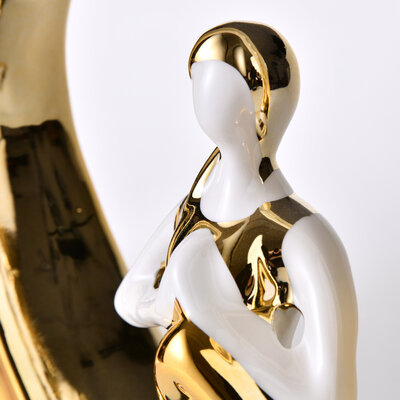 Decopatent Decopatent - Yoga Beeld Vrouw - Sculptuur Yoga dame - Woman Woondecoratie - Yoga meditatie houding - Rond Decoratie beeld - Afm. 24.5x8.8.x27 Cm - Kleur: Goud