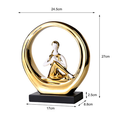 Decopatent Decopatent - Yoga Beeld Vrouw - Sculptuur Yoga dame - Woman Woondecoratie - Yoga meditatie houding - Rond Decoratie beeld - Afm. 24.5x8.8.x27 Cm - Kleur: Goud