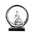 Decopatent Decopatent - Yoga Beeld Vrouw - Sculptuur Yoga dame - Woman Woondecoratie - Yoga meditatie houding - Rond Decoratie beeld - Afm. 24.5x8.8.x27 Cm - Kleur: Zilver