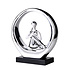 Decopatent Decopatent - Yoga Beeld Vrouw - Sculptuur Yoga dame - Woman Woondecoratie - Yoga meditatie houding - Rond Decoratie beeld - Afm. 24.5x8.8.x27 Cm - Kleur: Zilver