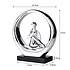 Decopatent Decopatent - Yoga Beeld Vrouw - Sculptuur Yoga dame - Woman Woondecoratie - Yoga meditatie houding - Rond Decoratie beeld - Afm. 24.5x8.8.x27 Cm - Kleur: Zilver
