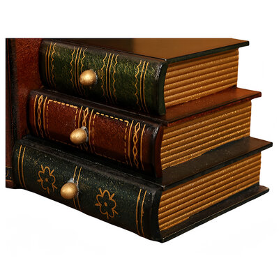 Decopatent Decopatent - Vintage Houten Boekensteunen met 6 Lades - 2-Delige Set - Boekensteun Hout - Vintage Boeken Design - Voorzien van 6 opberg schuiflades - Boekenstandaard - Afm. 16x9x15 CM.