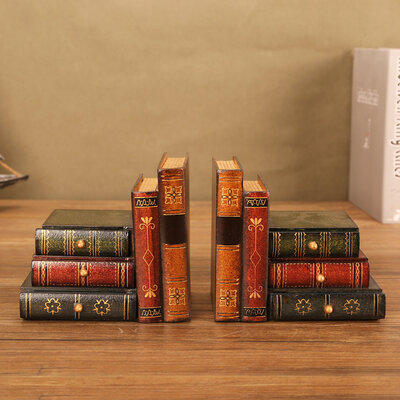 Decopatent Decopatent - Vintage Houten Boekensteunen met 6 Lades - 2-Delige Set - Boekensteun Hout - Vintage Boeken Design - Voorzien van 6 opberg schuiflades - Boekenstandaard - Afm. 16x9x15 CM.